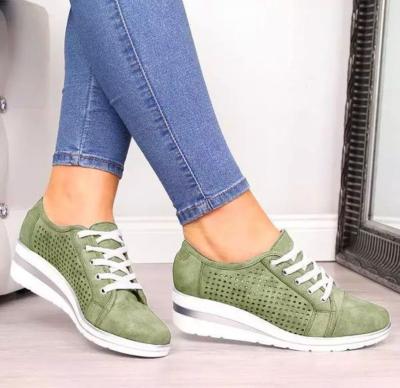 China Fashion Trend Comfortable Wedge Shoes Lace-up Up-to-date Fashion Wild Women's Breathable Casual Shoes for sale