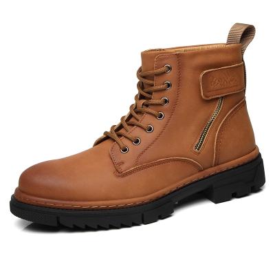 China Men's short boots lace-up casual ankle boots fashion trend men's business leather elegant shoes for sale