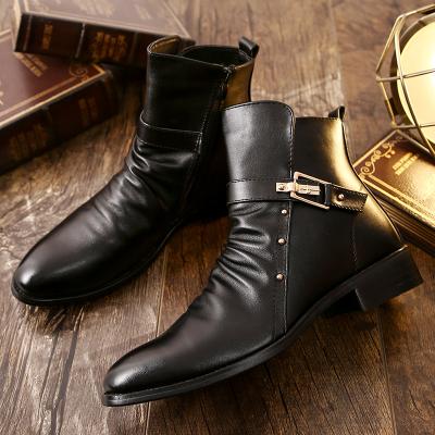 China Men's Fashion Trend Leisure Fashion Men's Formal Toe Business Shoes High Quality Moccasins Pointed Stylish Soft Leather Ankle Boots Shoes for sale