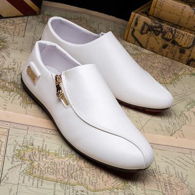 China Breathable Side Zipper British Style Mens Flat Slip On Sport Shoes for sale