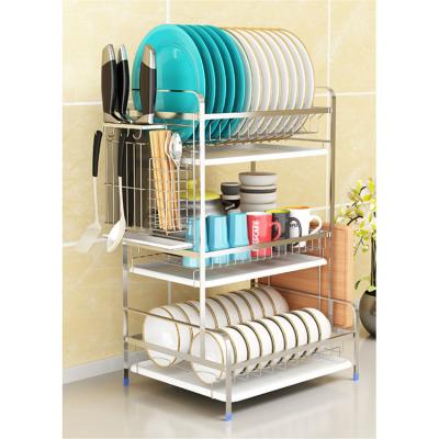 China Factory Supply New Design Sustainable Three Layer Flat Steel Kitchen Dish Dish Storage Rack for sale