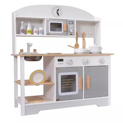 China Large Size Eco-friendly Material Kids Role Play Educational Pretend Cook Children Gift Wooden Toy Kitchen Set For Girls for sale