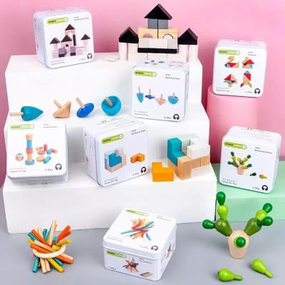 China Eco-friendly Material Kids Cognitive Game Gyro Education Wooden Intelligence Disassembly Toys Wooden Building Block Toys For Children for sale