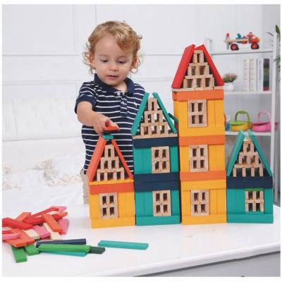 China Diy Eco-friendly Material Creative Children Learning And Playing Educational Toy Colorful Printing Wooden Building Blocks for sale