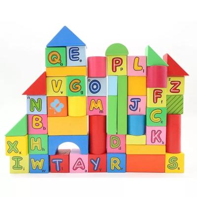 China Wholesale Eco-Friendly Material Customize Wooden Cartoon Color Square Alphabet ABC Letter Blocks Alphabet Blocks Toy for sale