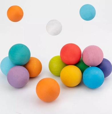 China Eco-friendly Material Baby Wooden Rainbow Blocks Matte Sphere Marcaron Balls Black Kids Ball Montessori White Rainbow for sale