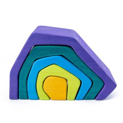 China 2022 Eco-friendly Material Kids Color Wooden Blocks Educational Toys Kids Montessori Rainbow Stack Baby Education Enlightenment Rainbow Toys for sale