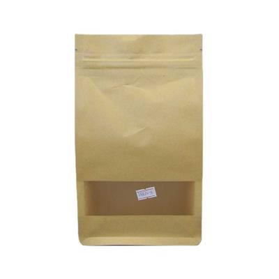 China Fleixble Packaging Custom Printed Eight Side Seal Stand Up Kraft Paper Bag With Window for sale