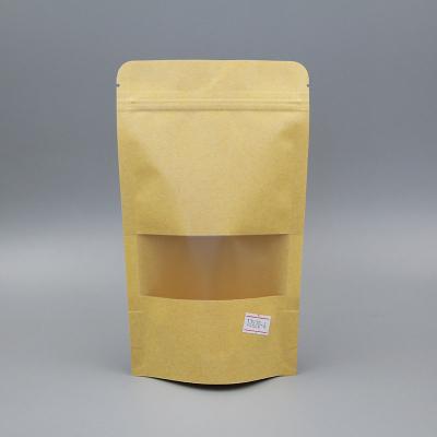 China Recyclable Wholesale Brown Kraft Paper Bags Biodegradable Tea / Food Packaging Zipper Stand Up Paper Ziplock Bag for sale