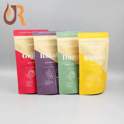 China Custom Recyclable Ziplock Resealable Coffee Tea Bag Resealable Paper Tote Pouch Bag Food Packaging Bags for sale