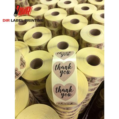 China Self adhesive printing custom paper love roll thank you label stickers for sale