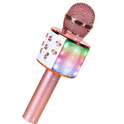 China Professional Home KTV MIC Handheld Portable Wireless Microphone Blue-tooth Karaoke Microphone Speaker LED Lights Record Function for Kids for sale