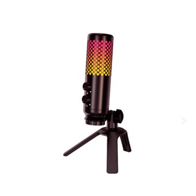 China Handheld Microphone USB Condenser Gaming Microphone with RGB LED Light Earphone Shock Mount MIC for PC Laptop PS4 Recording Streaming YouTube for sale