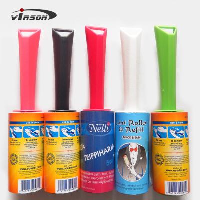 China Colorful Handle Disposable Sticky Plastic Lint Roller For Cleaning Clothes Cleaning Pets Hair Cleaning Carpet en venta