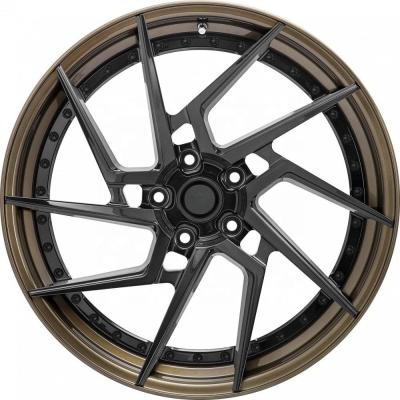 China 18 19 20 inch two piece aluminum car wheel brown colour brush PCD 5x114.3 forged car rims for sale