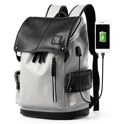 China With USB Mochila Vegan Leather Daily Bag DayBack Backpack Waterproof Laptop Backpack For Men With USB for sale