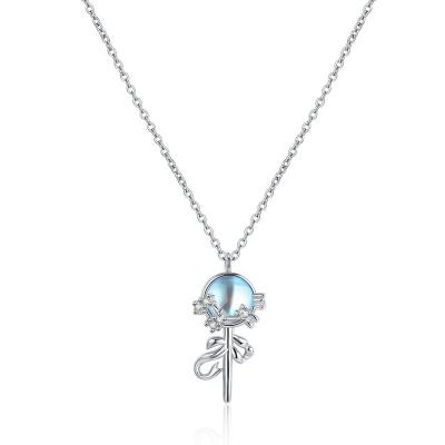 China Design Natural Small Soft Wind Necklace Moonstone Lollipop Luxury Stone S925 Sterling Silver Europe and America Star Planet for sale