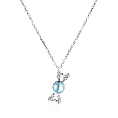 China Moonstone Punk Natural Stone Lollipop Necklace Small Star S925 Sterling Silver Star Candy Clavicle Chain Female Twisted Design for sale