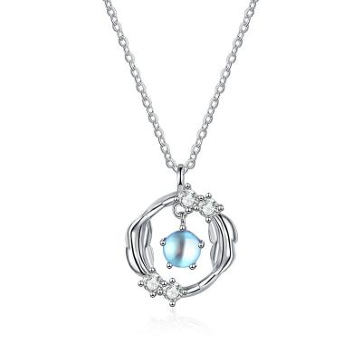 China Small of the Stone S925 Sterling Silver Necklace Women European and American Moonlight Stone Sky Punk and Popular Starry Light Luxury Coll for sale