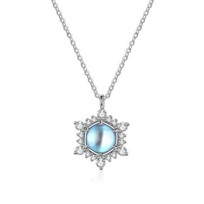 China S925 Sterling Silver Moonlight Stone Snowflake Punk Necklace For Women's Original Lucky Six Eyes Niche Design Starry Sky Stone for sale