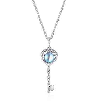 China Advanced Moonlight Starstone Necklace S925 Sterling Silver Women Key Stone Necklace Sky Sense Necklace Chain Fashion for sale