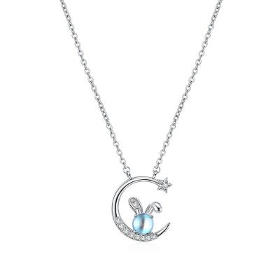 China Natural Starry Moonlight Silver Starry Female Stone Rabbit Stone S925 Europe and America Sky Necklace Pendant Light Luxury Chain for sale