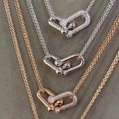 China Europe and America high quality S925U European and American shaped simple necklace horseshoe women and gold pendant fashionable high quality tiff for sale