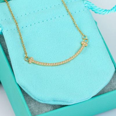 China Wholesale Europe and America brand S925TIFF diamond chain star smiley face high quality gold jewelry women pendant necklace the same for sale