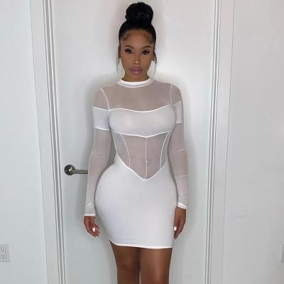 China Anti-Static New Arrivals Drops Cheap Turtle Neck Long Sleeve Bodycon Dress Sexy Solid Color Women's Casual Outfits 2021 for sale