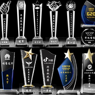 China New Crystal Trophy Crafts Wholesale K9 Custom White 3d Crystal Cubes Sports Trophies And Medals From Europe HBL for sale