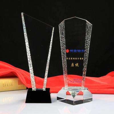 China Popular Europe Crystal Factory Price Blank Crystal Glass Trophy for Laser Engraving for sale