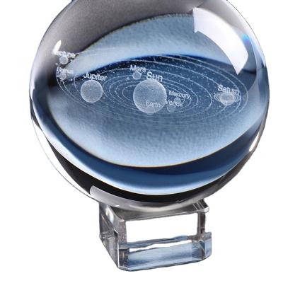 China Europe Wholesale Laser Engraved Galaxy Crystal Ball Solar System Crystal Ball For Birthday Gift for sale