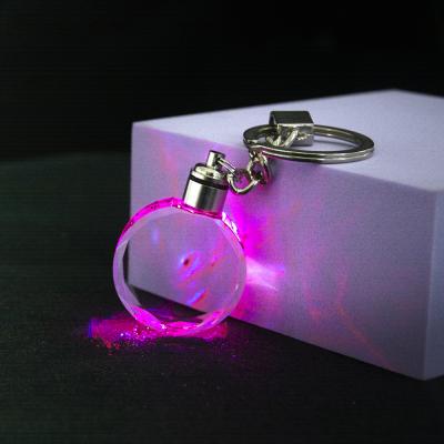 China 2021 Souvenir Gift Giveaway Gift Crystal Keychain Led Light Keychain Cheap With Car Logo Engraved for sale