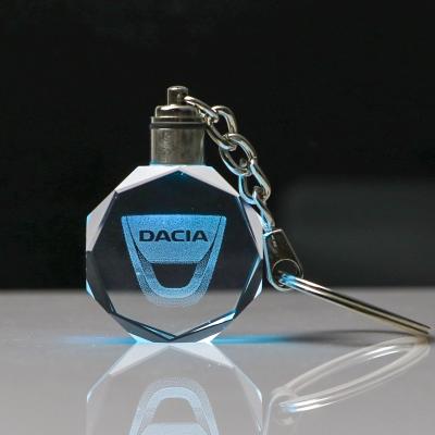 China Souvenir Gift Led Light Crystal Glass Keychains Custom 3d Laser Engraving Car Logo Big Size Crystal Keychain for sale