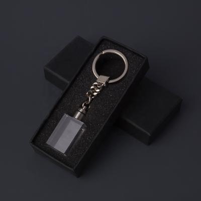 China Europe Logo 3D Laser Engraving Crystal Glass Key Chain Blank Crystal Key Chain for sale