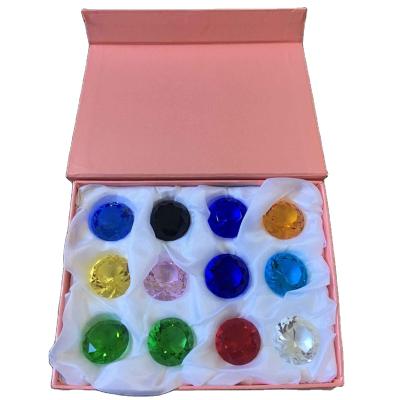 China Europe Mixed Color 12Pcs 30Mm Or 40Mm One Set Crystal Diamond Glass Paperweight for sale