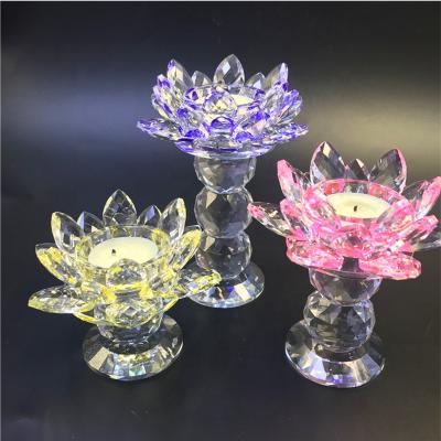 China High Quality Colorful Crystal Lotus Flower Candle Holder For Home Decor Home Decor for sale