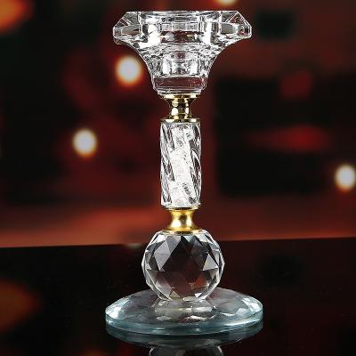 China Factory Wholesale Europe K9 Crystal Candle Holder Glass Candlestick for Wedding Decor for sale