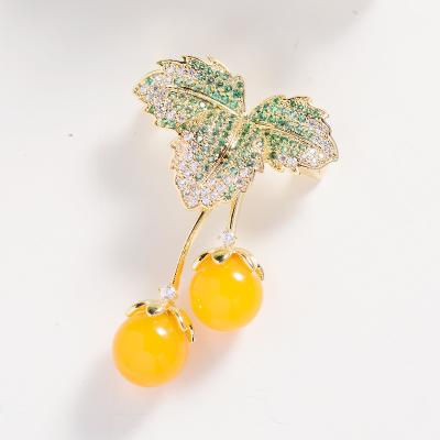 China CHERRY Trendy Shiny Zircon Brooch Elegant Fashion Clothing Accessories Pin Flower Plated Jewelry Luxury Gift Women Brooch New Design for sale