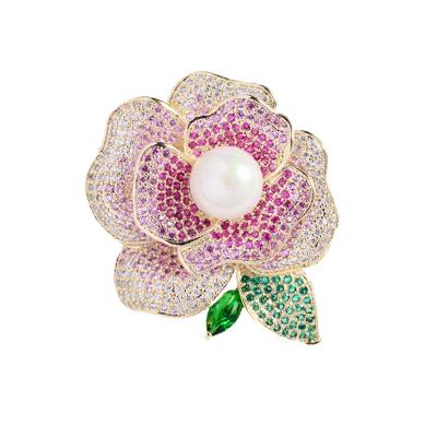 China Wholesale Luxury Flower Zircon Han Edition Women Jewelry Decorative Safe Brooches for sale