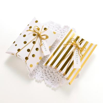 China New Design Gold Polka Dot Paper Pillow Jewelry Packaging Disposable Box for sale