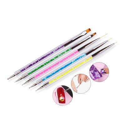 China Hot Selling Art Tools Stainless Steel Color Handle Mink Nail Drill Double Head Pen Rhinestone Pen 5pcs Mink Nail Drill Double Head Nail Drill Pen for sale