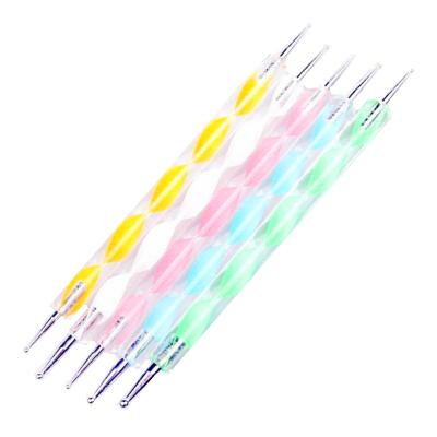 China 5pcs 5 Pieces Nail Drill Pen Professional Nail Art Dotting Tool Set Metal Pen Thick Head Crystal Dotting Head Nail Small Dotting Pen for sale