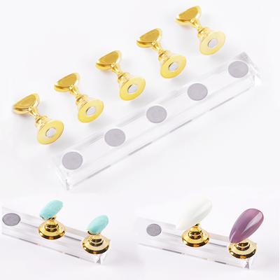 China Durable Magnetic Acrylic Nail Art Practice Stands Training Fingernail Display Stands 5pcs Color Box Set Nail Holder For Painting Nails for sale