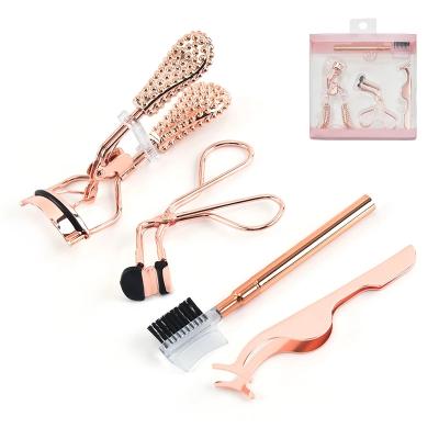 China Not Specified Mini Eyelash Curler Kit with Comb False Eyelash Applicator Tool Women 4 Pieces Rose Gold Eyelash Curler Set for sale