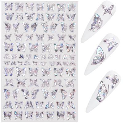 China Easy Apply Popular Special Nail Stickers Pattern Cover 3d Art Butterfly Designer Custom Nail Stickers for sale