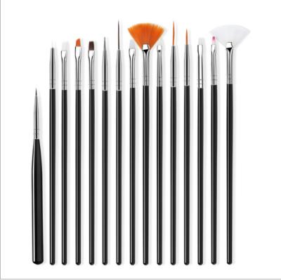 China Durable Professional Nail Beauty Nail Tools 15 Pieces Set Plastic Handle Nylon Nail Brush for sale