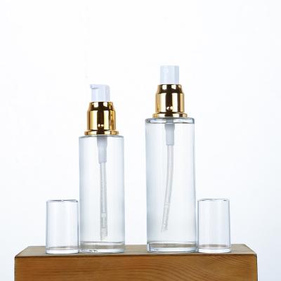 China 15ml-40ml-50ml-60ml-80ml-100ml-120ml Skin Care Empty Gold Silver Pump Bottle Cosmetic Body Lotion Bottle Glass Packaging Bottle for sale