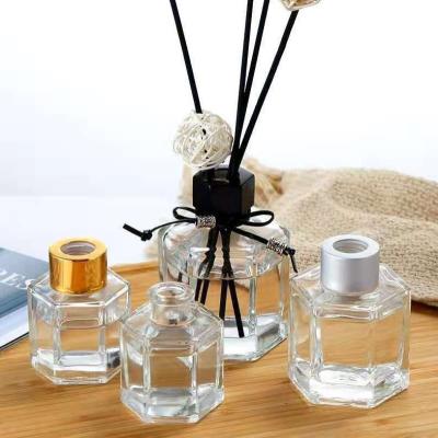 China 50ml80ml Reed Diffuser Glass Bottle 100ml Hexagon Cosmetic Hexagon Bottle With Inner Rope Cap for sale