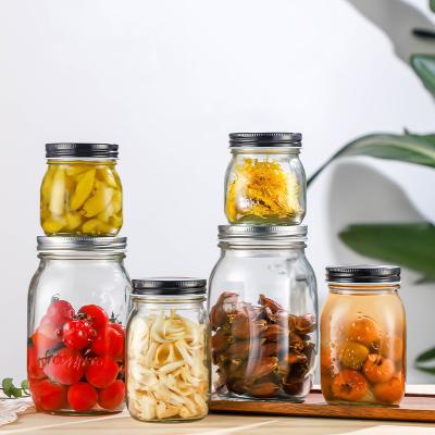 China Clear Mason Bottle Jars Seal Storage Jar Round Square Glass Freshness Storage Jar With Metal Hinge Clip Lid Glass Food for sale